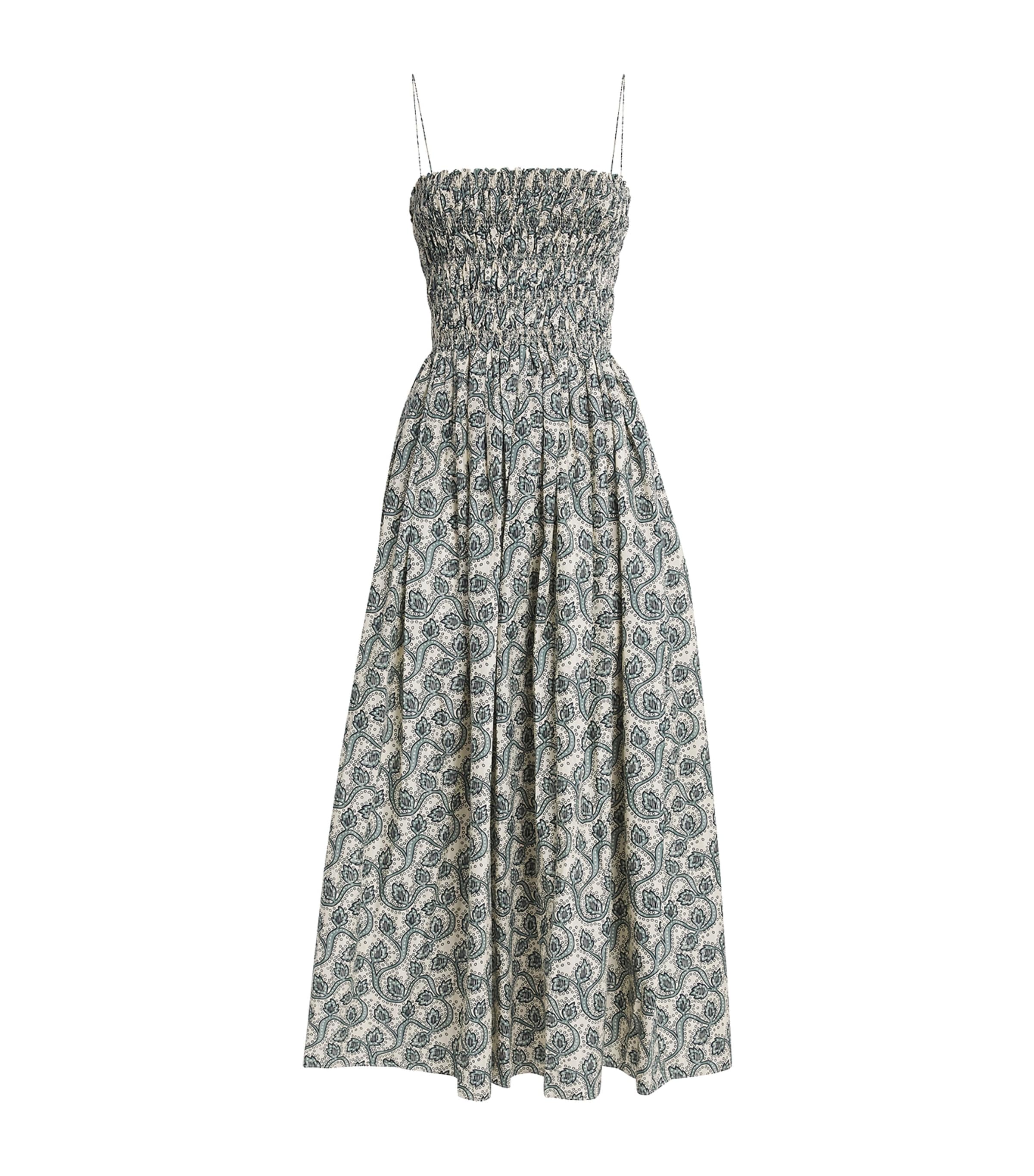 Cotton Shirred Maxi Dress VINE Image 1