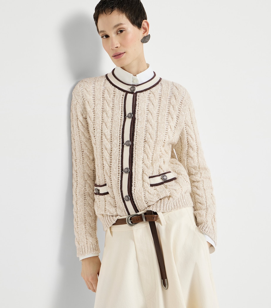 Brunello Cucinelli Womens Cable-Knit Cardigan Image 4