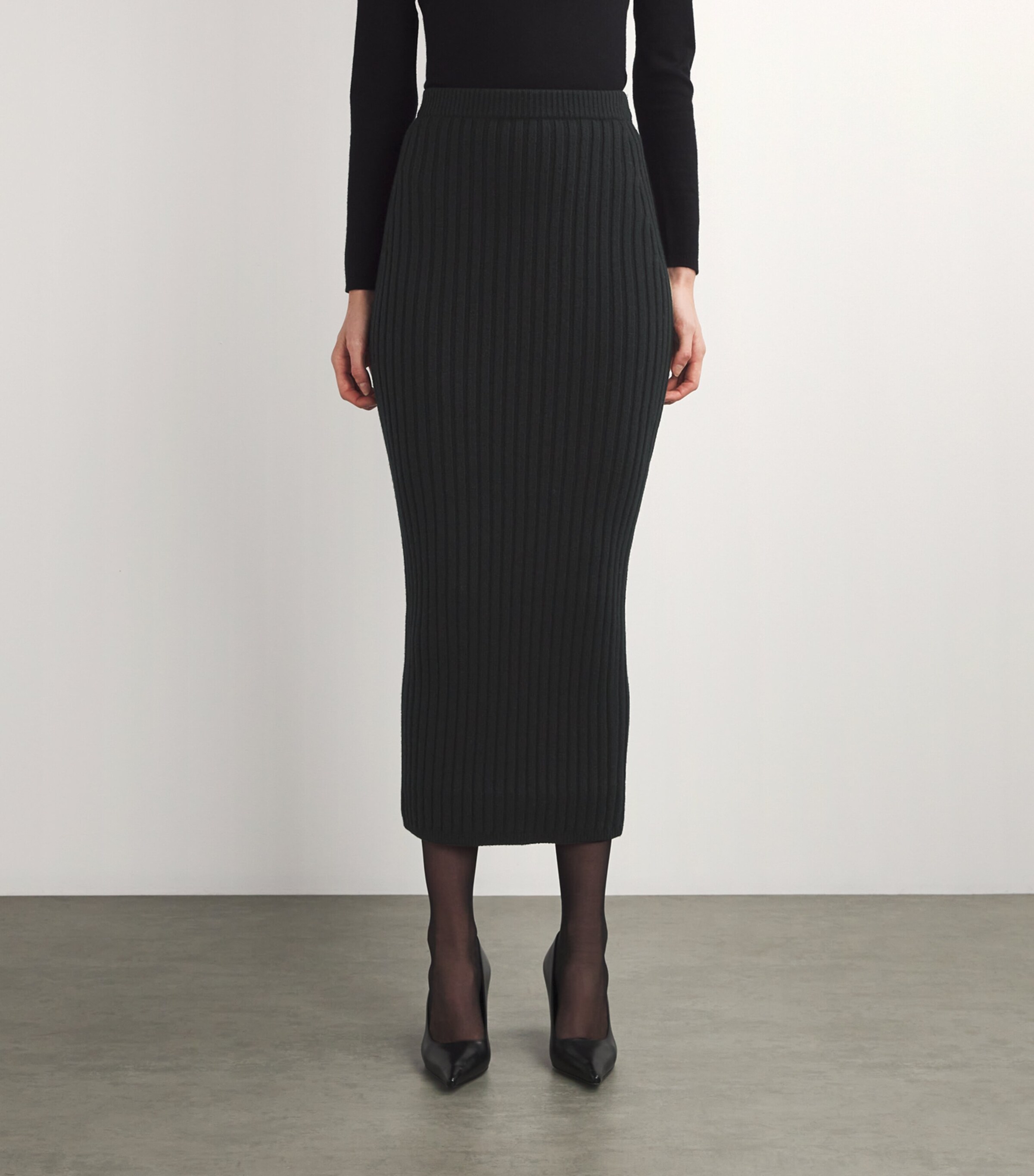 Wool-Cashmere-Blend Maxi Skirt BLACK Image 3