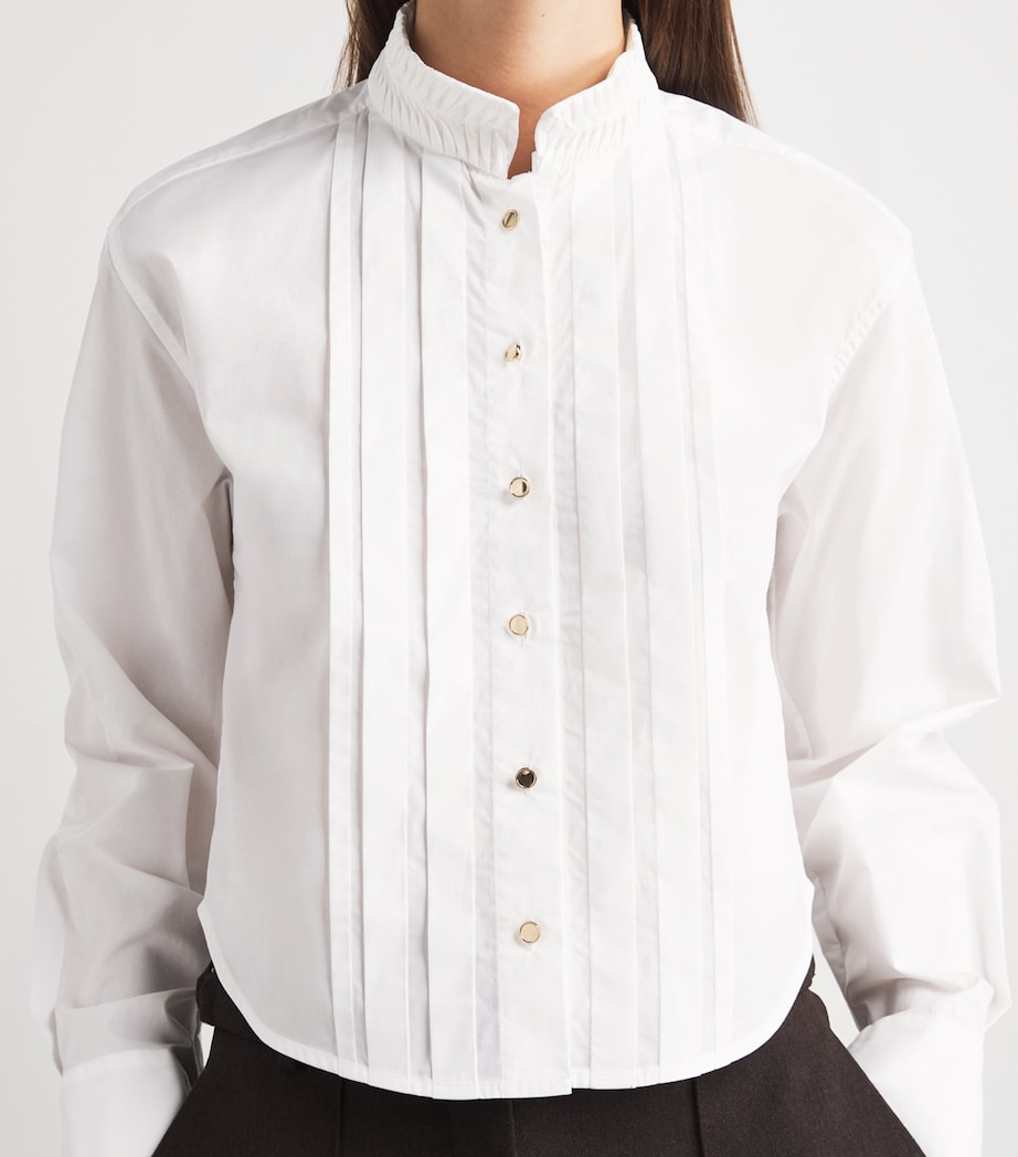 Sandro Paris Womens Cotton Pleated Shirt White Image 3