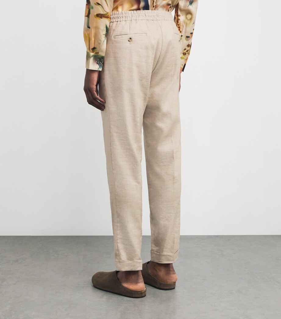 Paul Smith Mens Linen-Wool Straight Trousers Beige Image 4