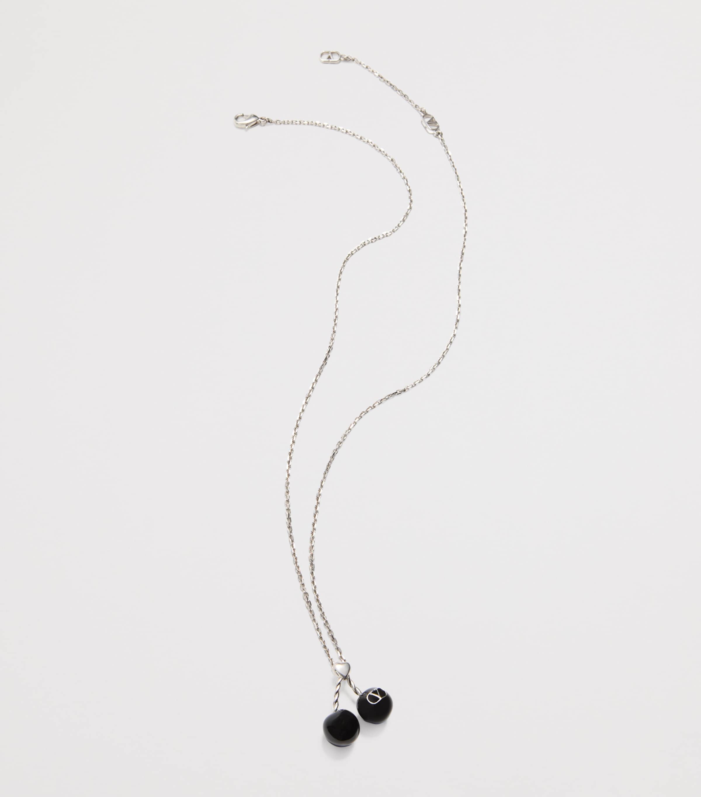 【関税＆送料込み】Valentino Garavani Black Necklace VALENTINO Garavani 1980's Black V Logo Perfume Pendant
