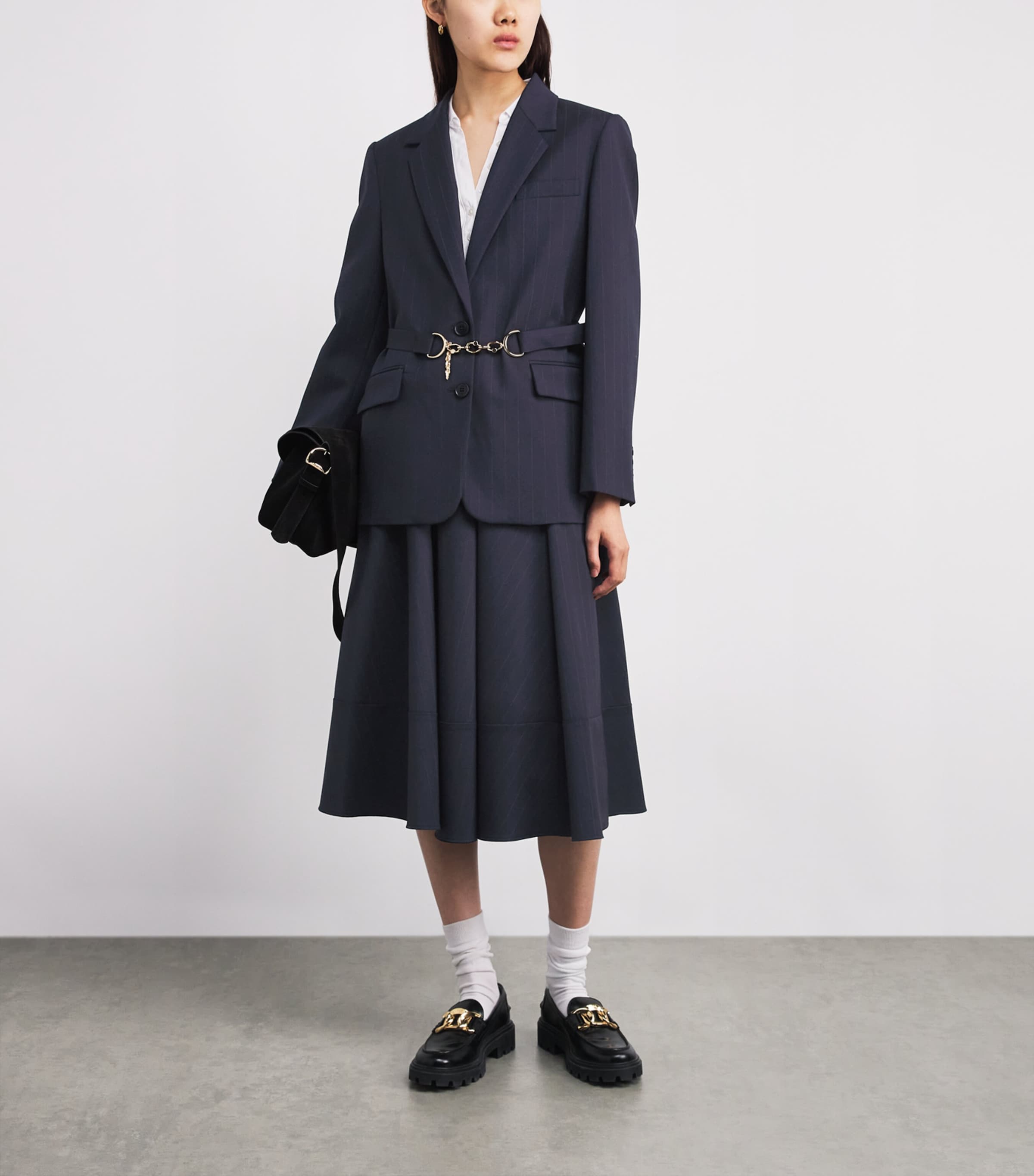 Wool-Blen Chalk Stripe Blazer NAVY Image 2