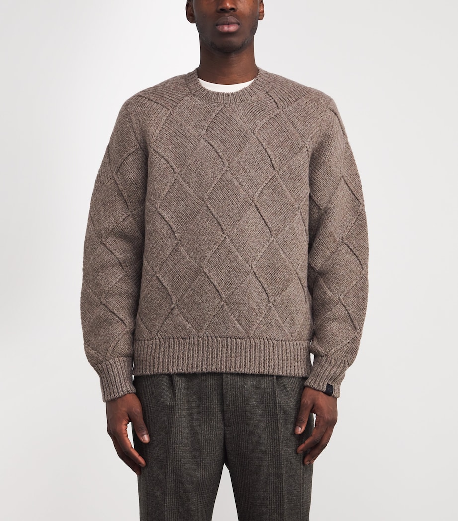 Wool Basket-Knit Sweater CHARC Image 3