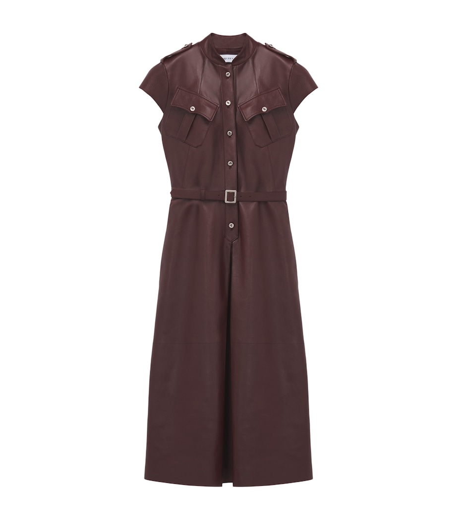 McQueen Womens Leather Uniform Midi Dress Image 1