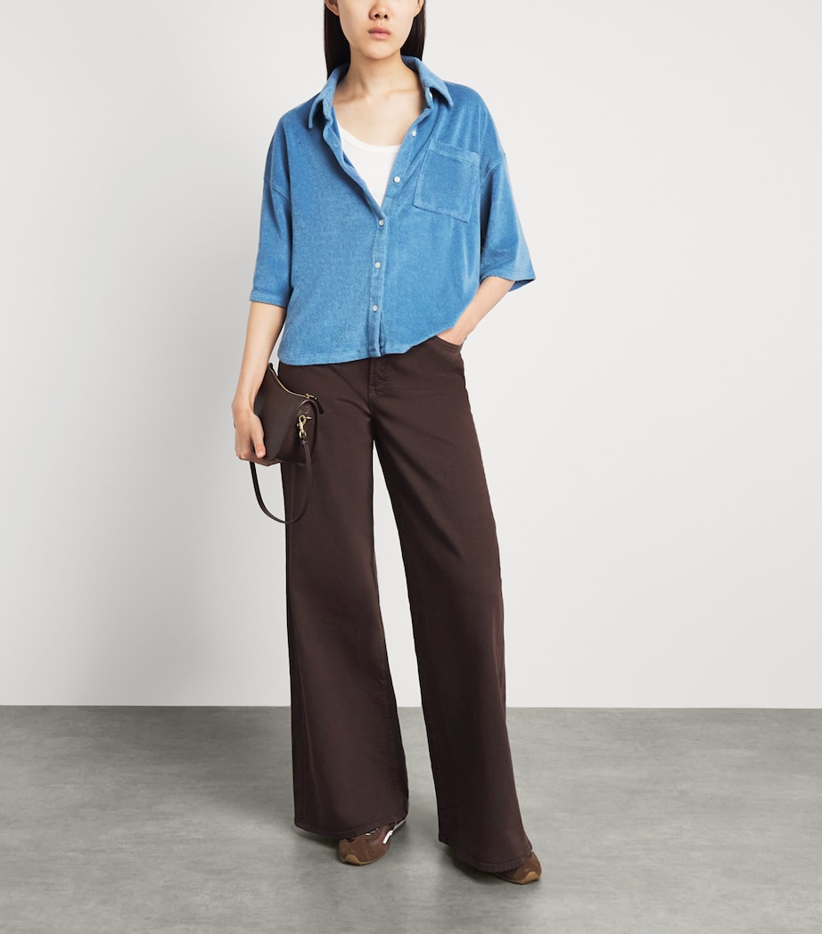 Citizens of Humanity Womens Terry Cotton-Blend Francis Shirt Oceanic Image 2