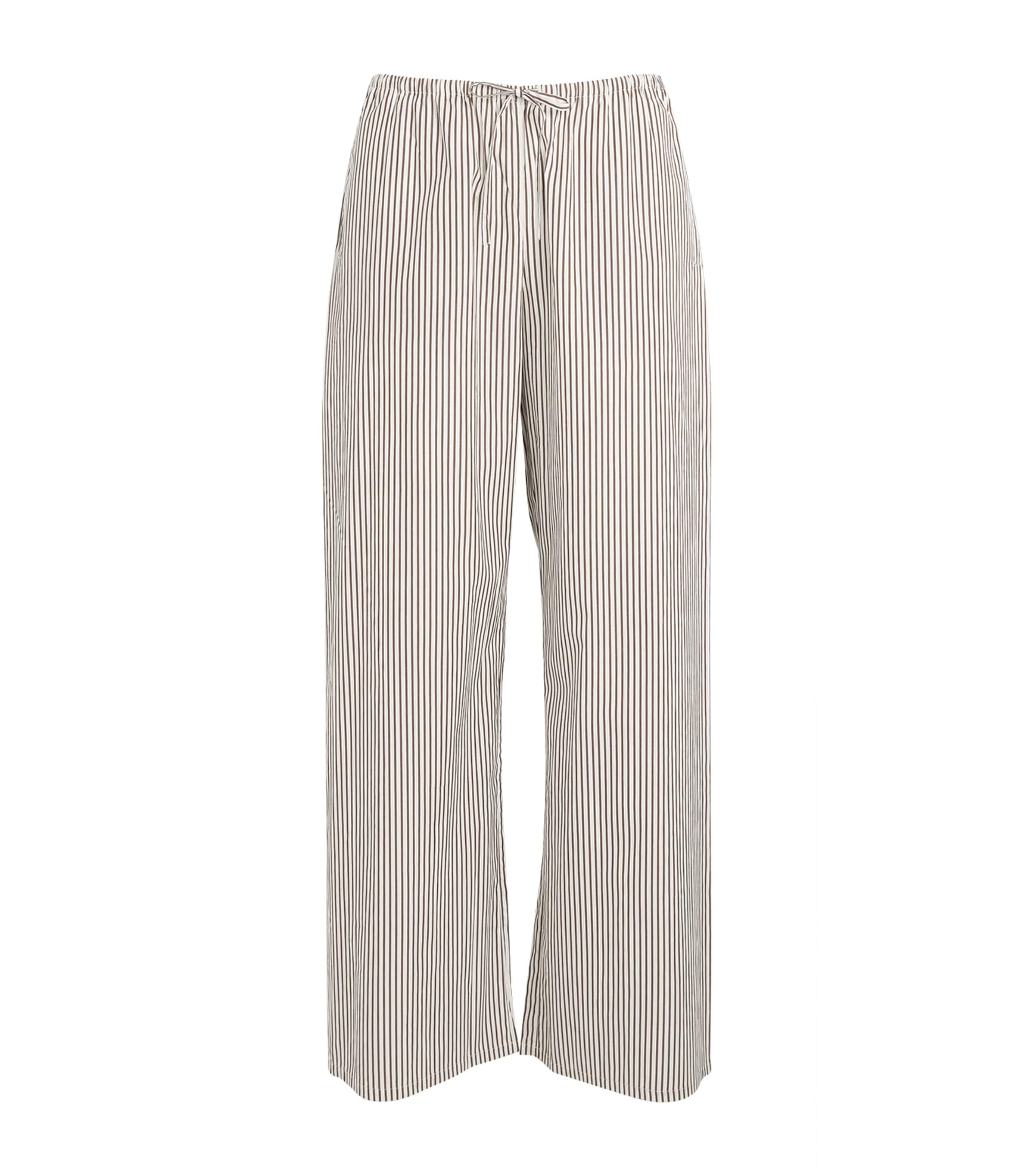 Suzie Kondi Womens Cotton Stripe Pan Trousers Truffle Stripe Image 1