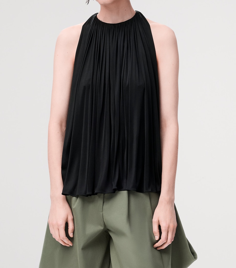 Halterneck Tank Top BLACK Image 3