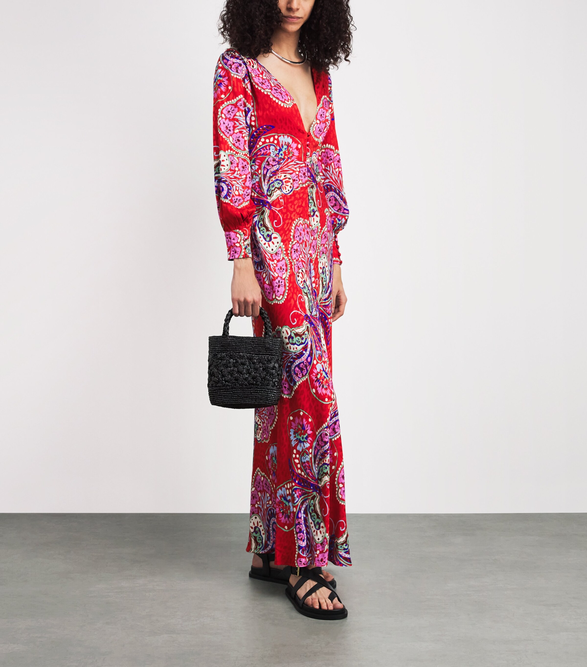 Rixo Raffia Milana Top-Handle Bag Black Image 4