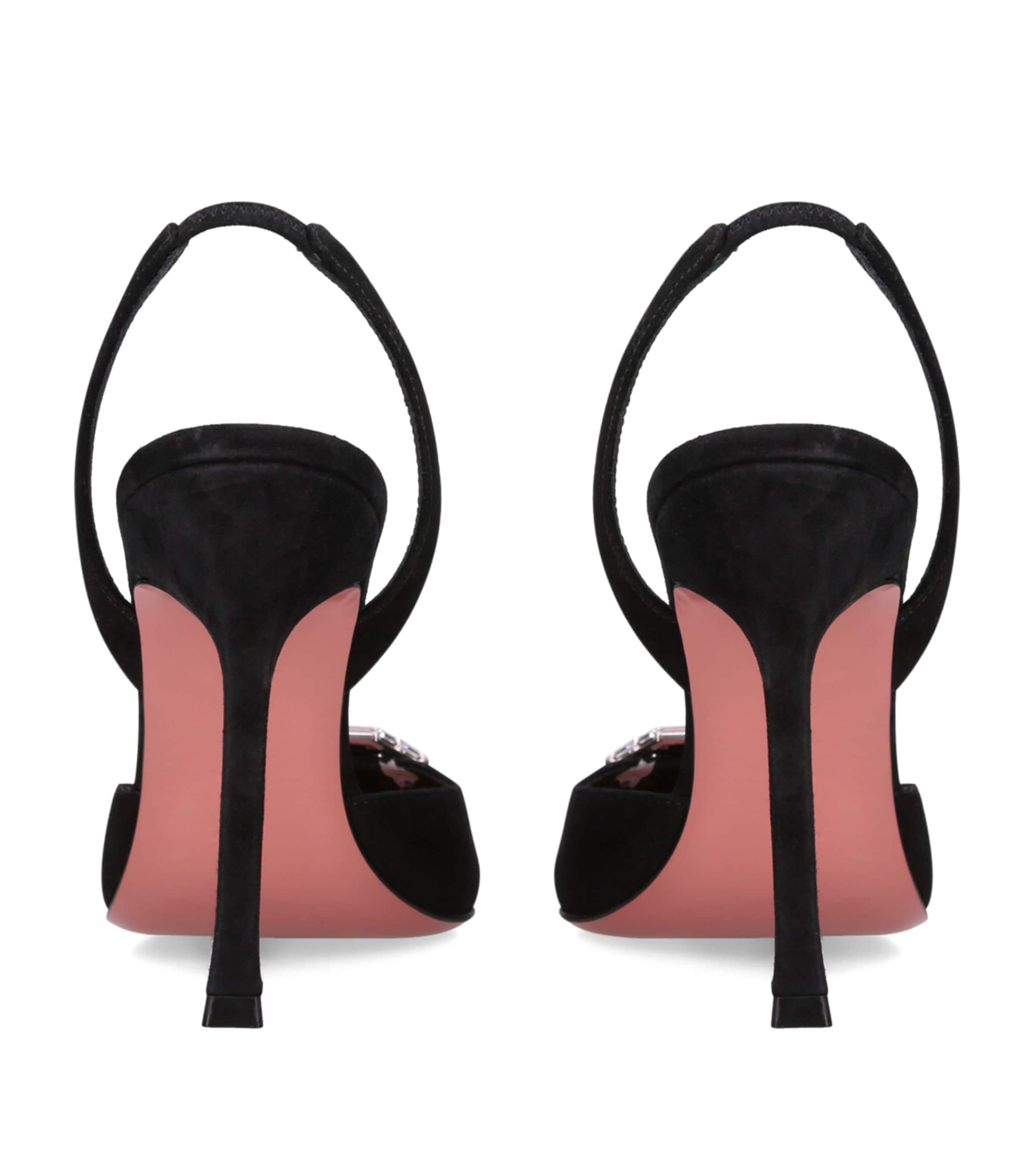 Amina Muaddi Suede Camelia Slingback Pumps 105 Black Image 5