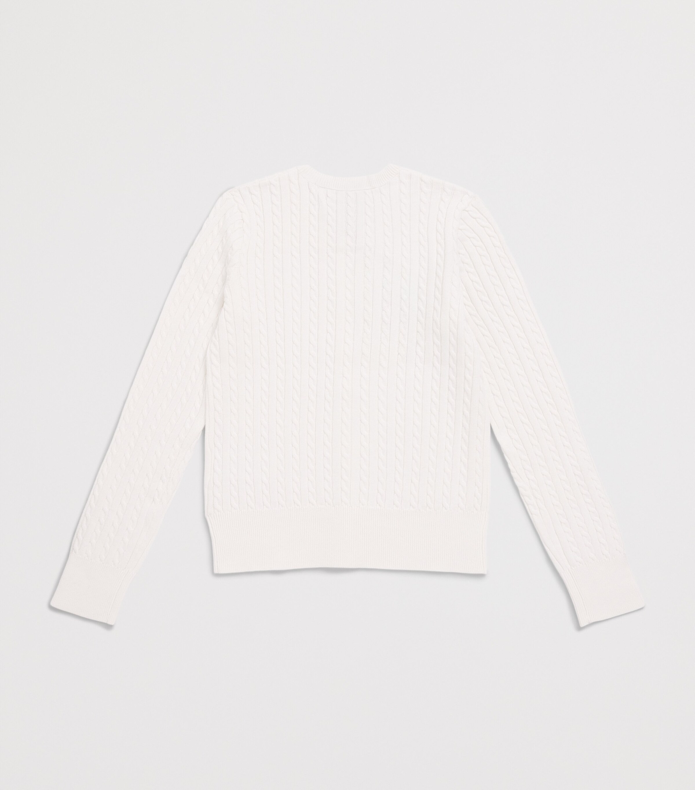 Ralph Lauren Kids Cotton Cable-Knit Cardigan (7-12 Years) Optic White W/ Navy Image 2
