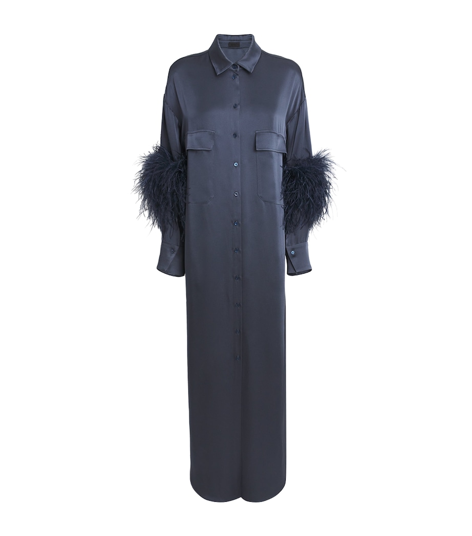 Satin Button-Down Maxi Dress 418 MARINE Image 1
