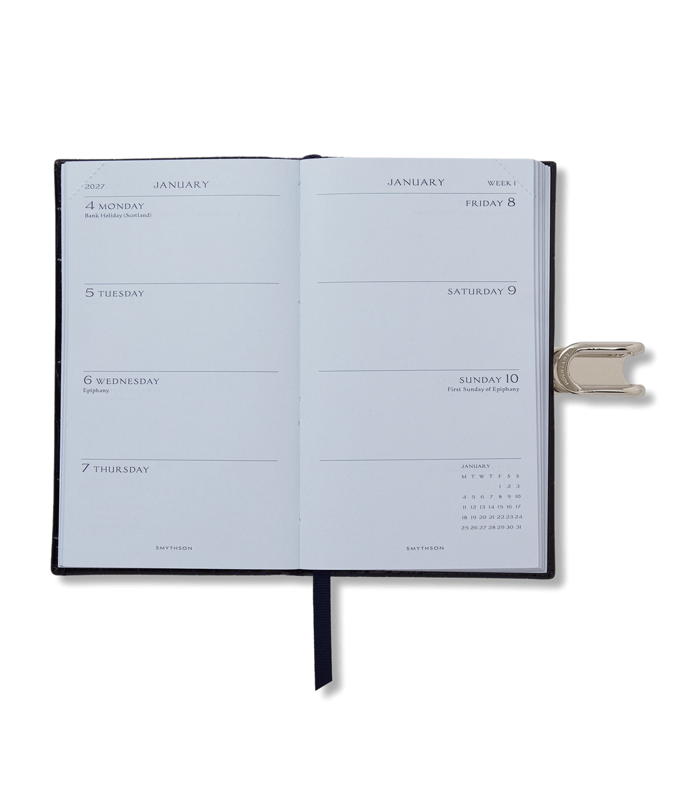 Smythson Leather Panama Weekly Diary 2027 Navy Image 2