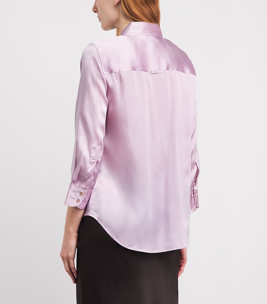 L'Agence Womens Silk Cropped-Sleeve Dani Blouse Icy Lilac Image 5