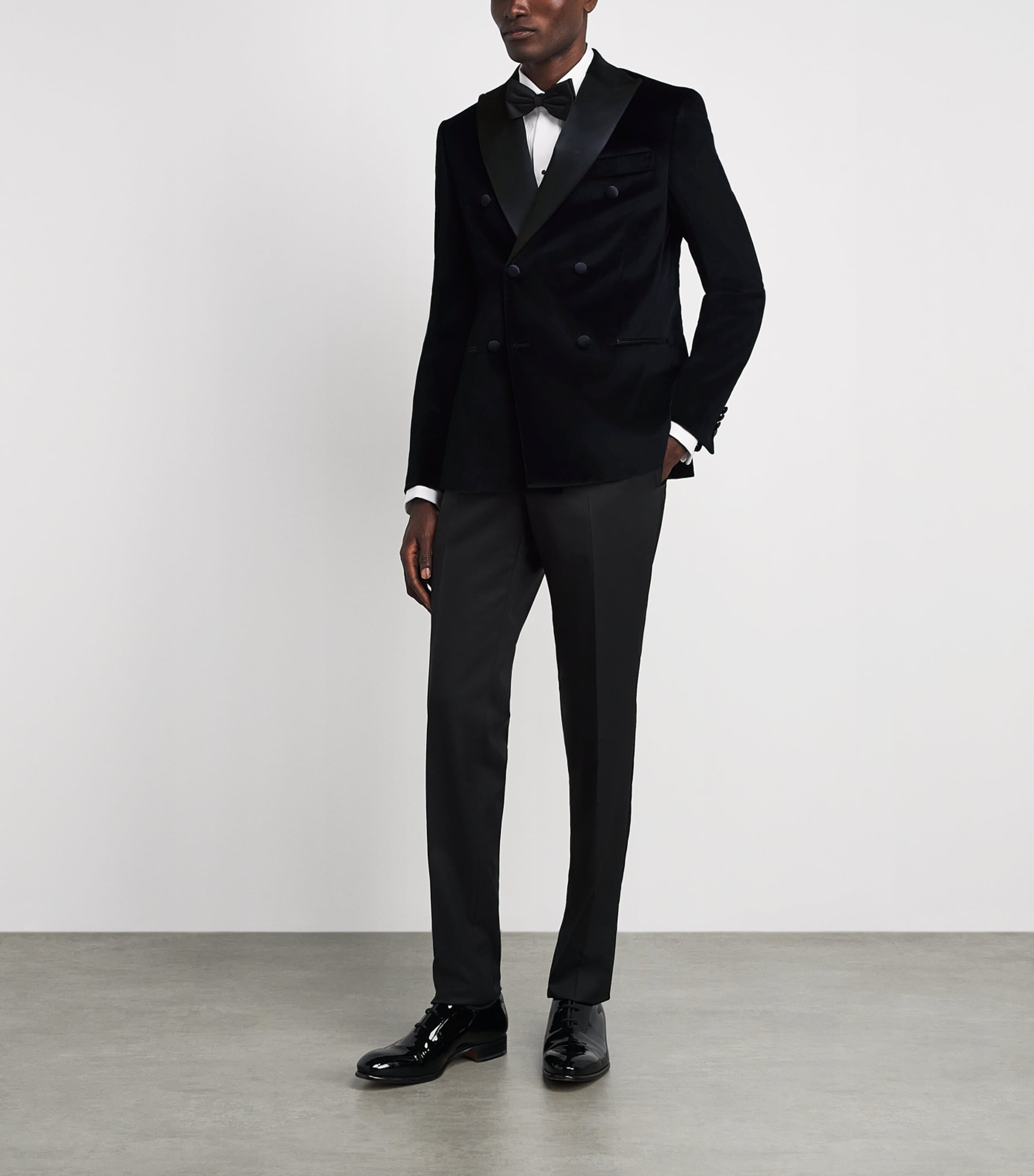 Pal Zileri Mens Stretch-Cotton Double-Breasted Tuxedo Jacket Black Image 2