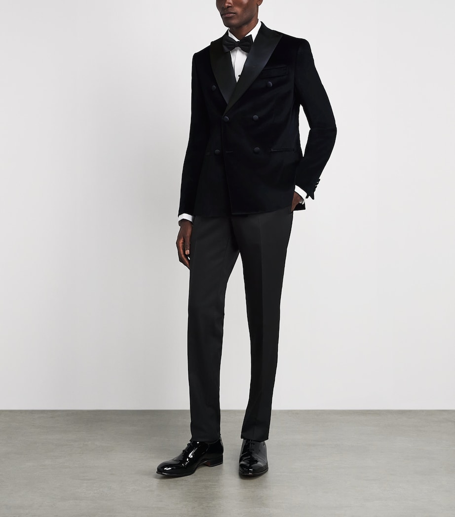 Pal Zileri Mens Stretch-Cotton Double-Breasted Tuxedo Jacket Black Image 2