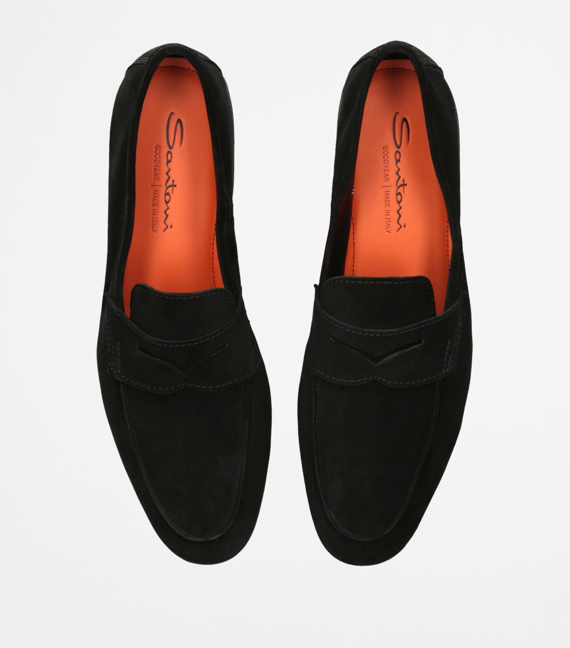 Santoni Suede Carlos Penny Loafers Black Image 4