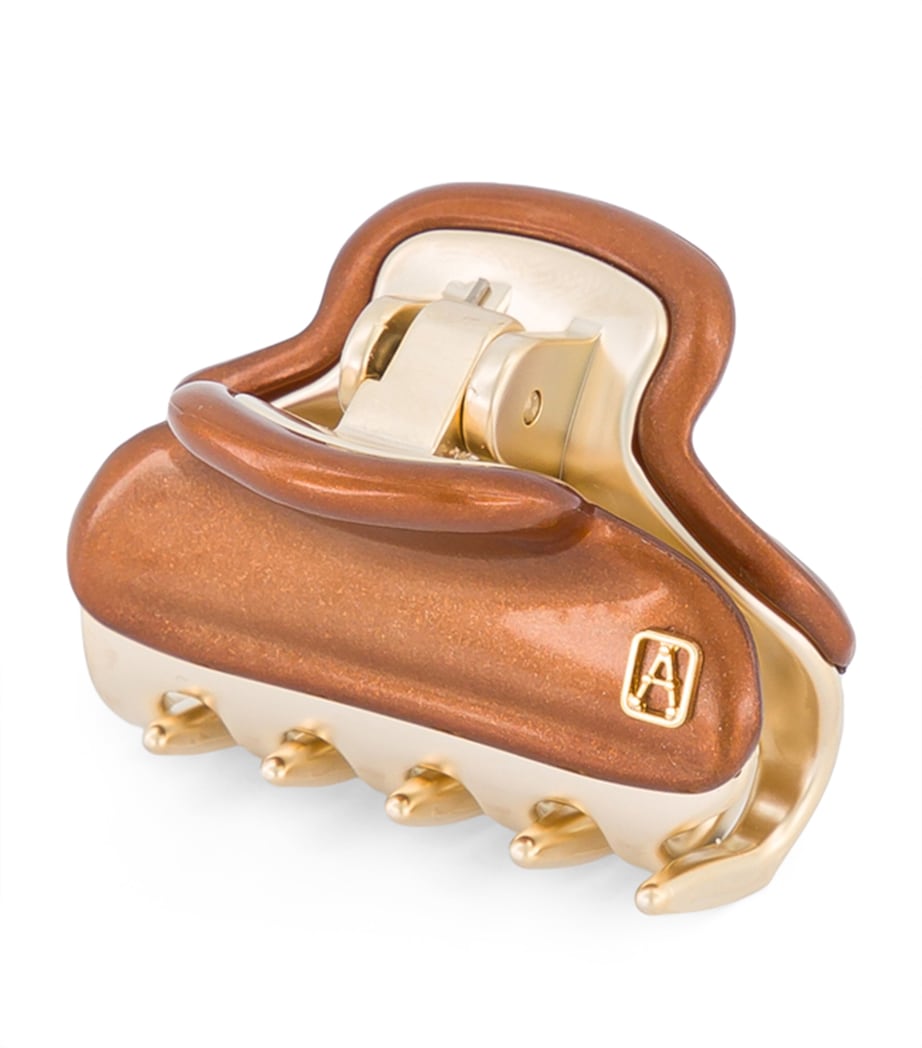 Gold-Plated Claw Hair Clip X4- PAIL BRUN/OR Image 2
