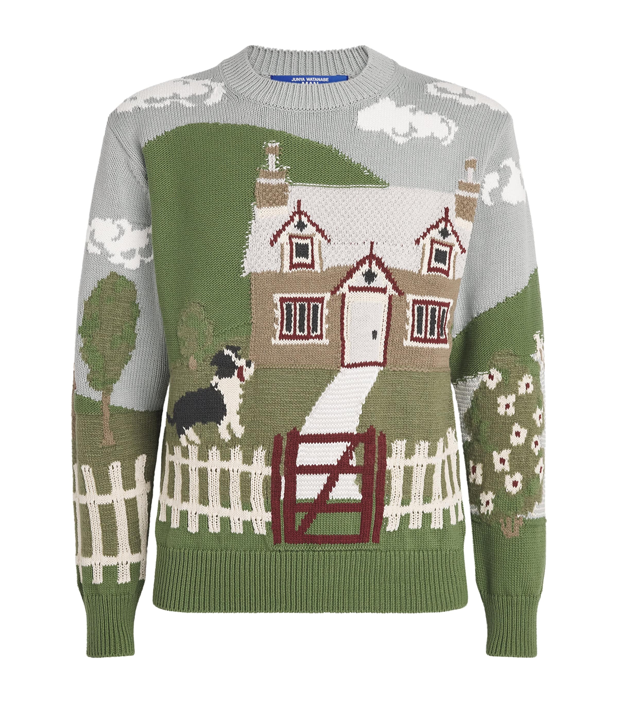 Junya Watanabe MAN Mens Cotton-Wool Intarsia Sweater Image 1
