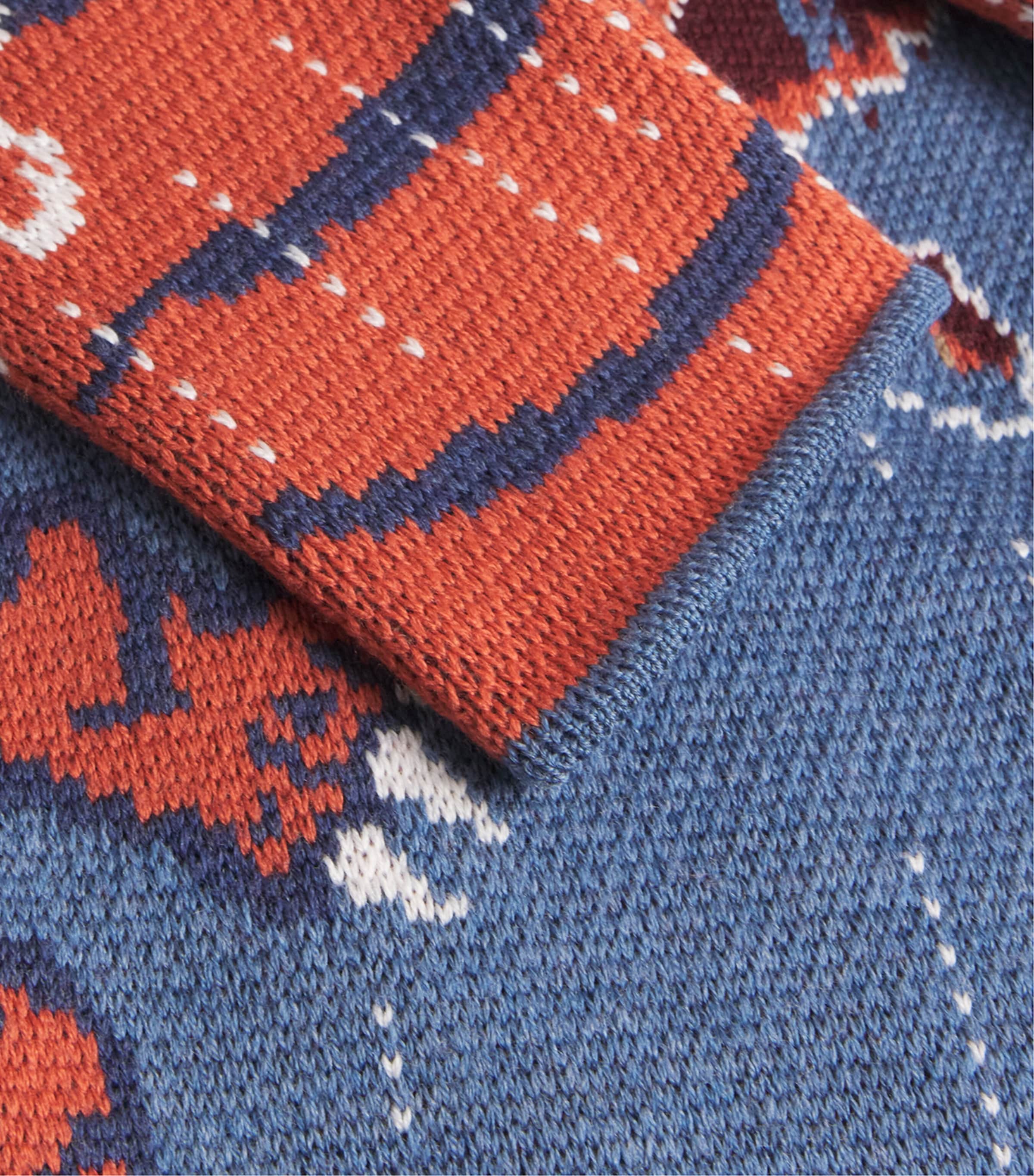 Merino Wool Jacquard Mick Coat TIBETAN TIGER NAVY Image 5