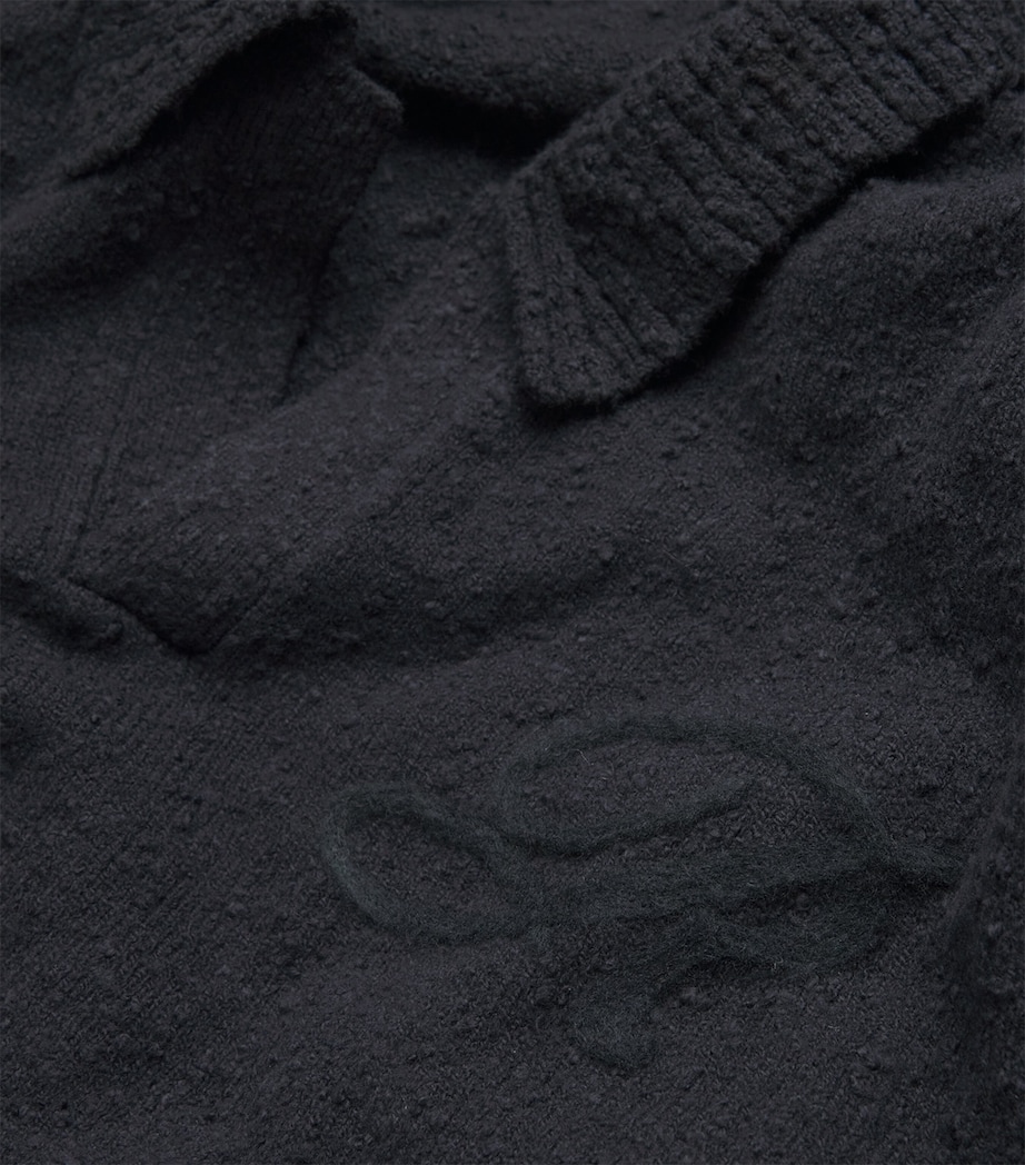 Cotton-Blend Open-Collar Polo Sweater JET BLACK Image 5