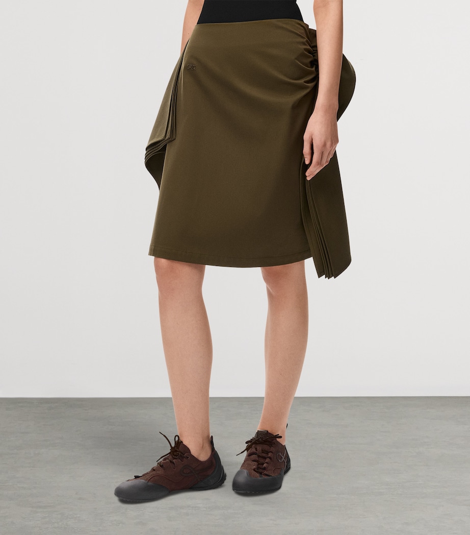 LOEWE Womens Asymmetric Midi Pencil Skirt Khaki Green Image 3