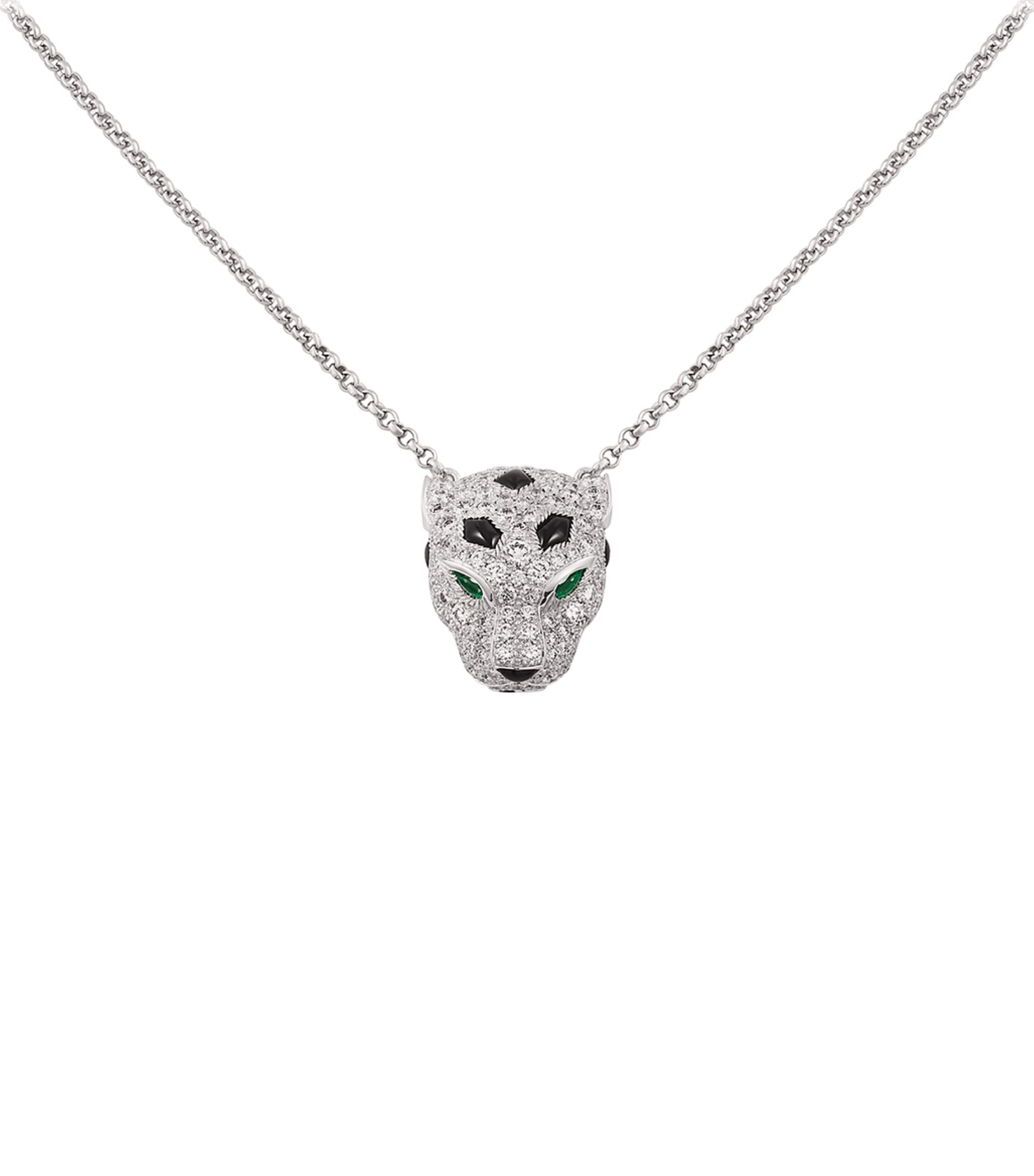 Cartier White Gold and Diamond Panthère de Cartier Necklace Green Image 2