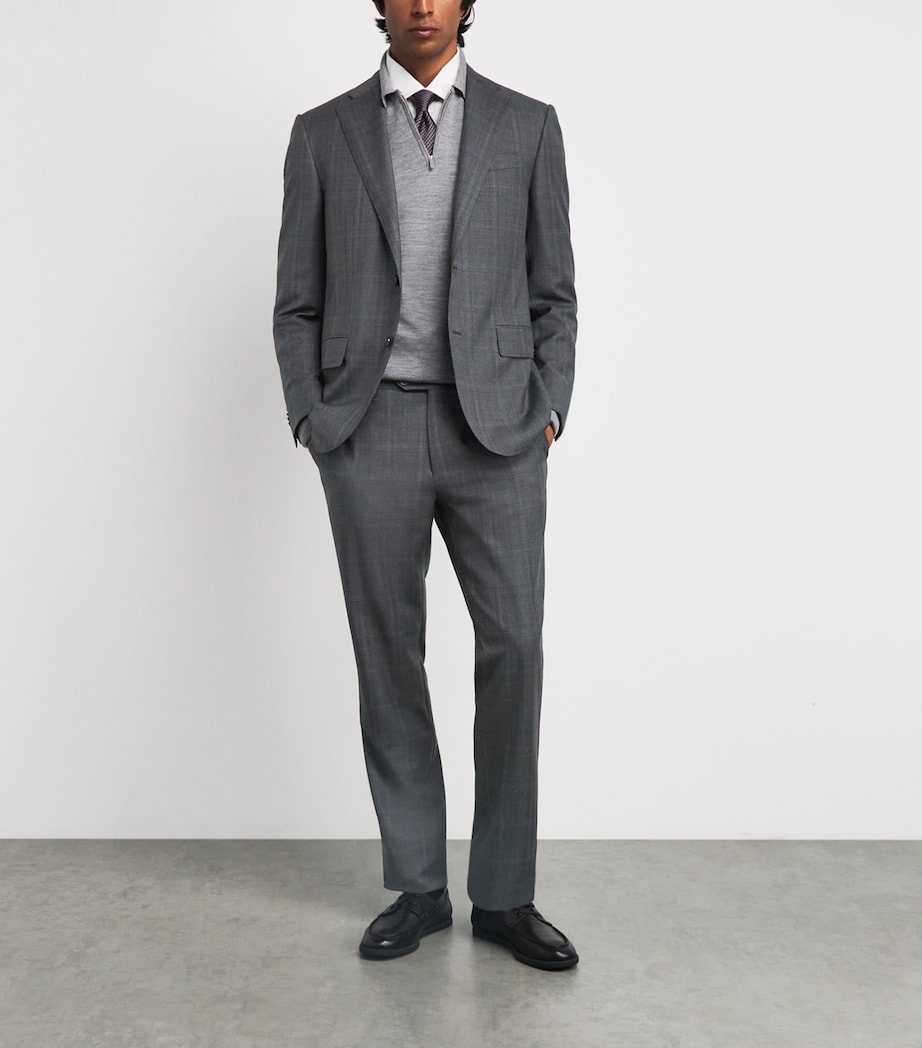 Corneliani Mens Wool 2-Piece Suit Gry Melange Drk Image 2