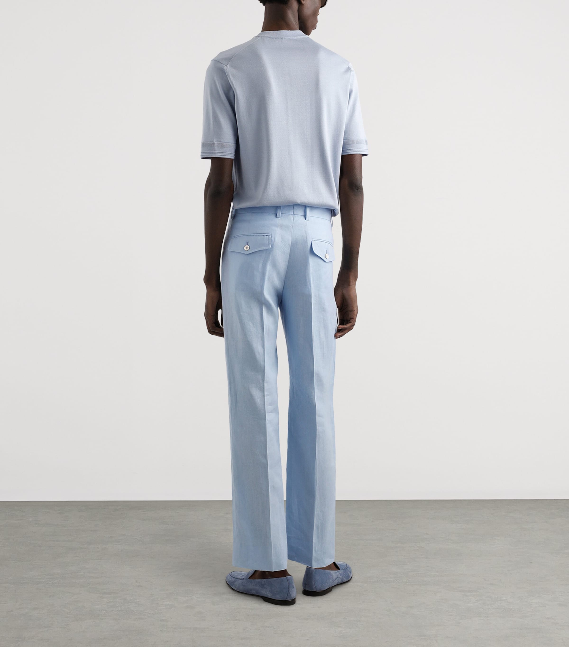 Dolce&Gabbana Mens Linen Tailored Trousers Sky Blue Image 3