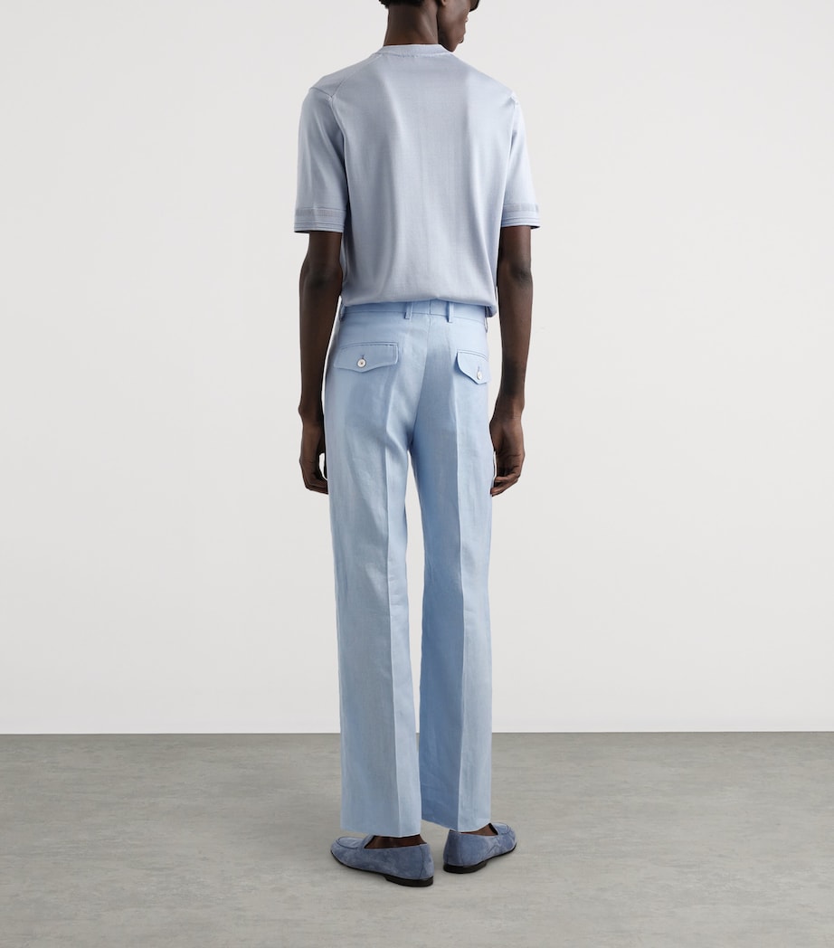 Linen Tailored Trousers B1581-SKY BLUE Image 3
