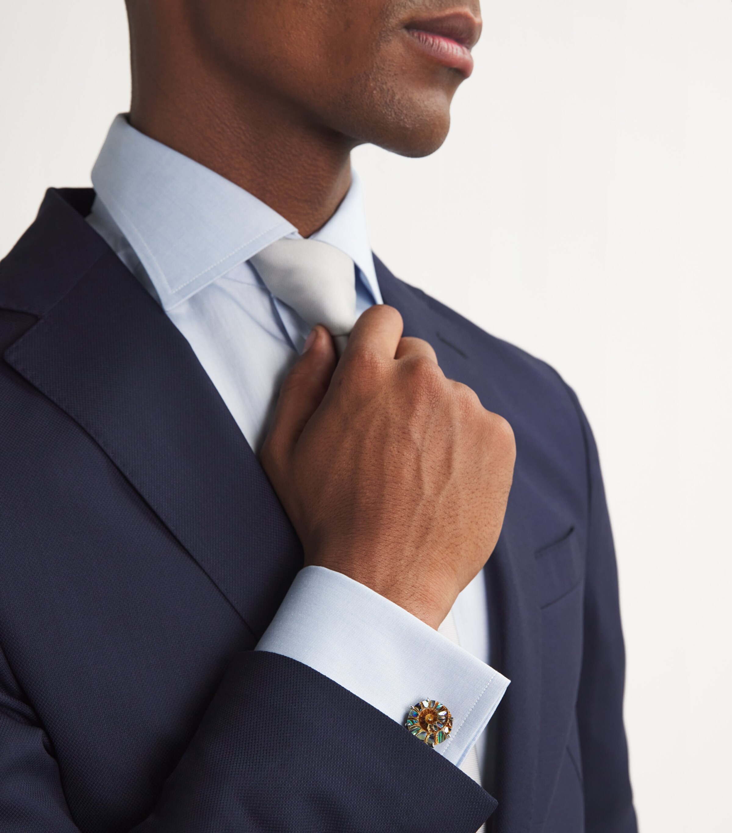 Tateossian Sterling Silver and Fossilised Ammonite Cufflinks Image 2