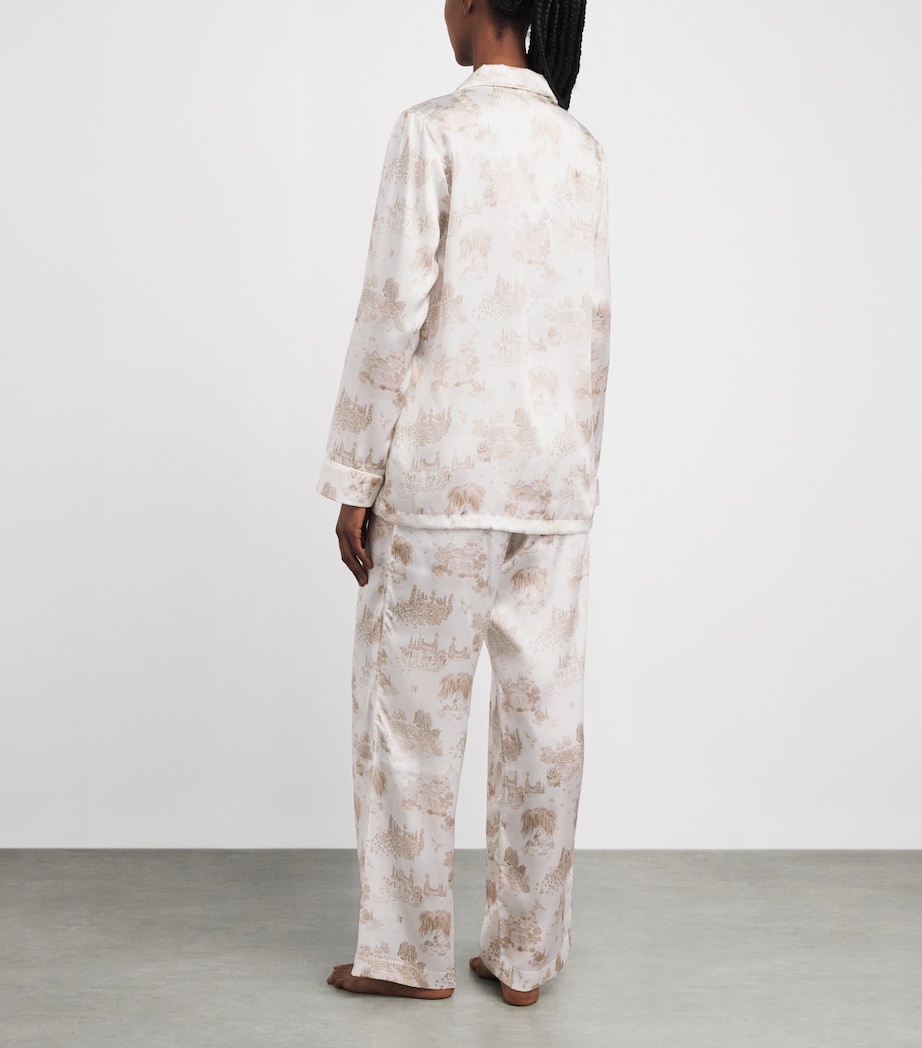 Derek Rose Womens Silk Toile Pyjama Set White Image 4