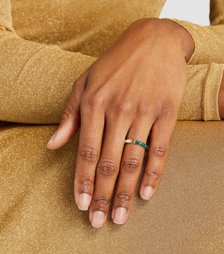 Yellow Gold, Diamond, Malachite and Mother-of-Pearl Psychedeliah Ring YELLOW GOLD Image 4