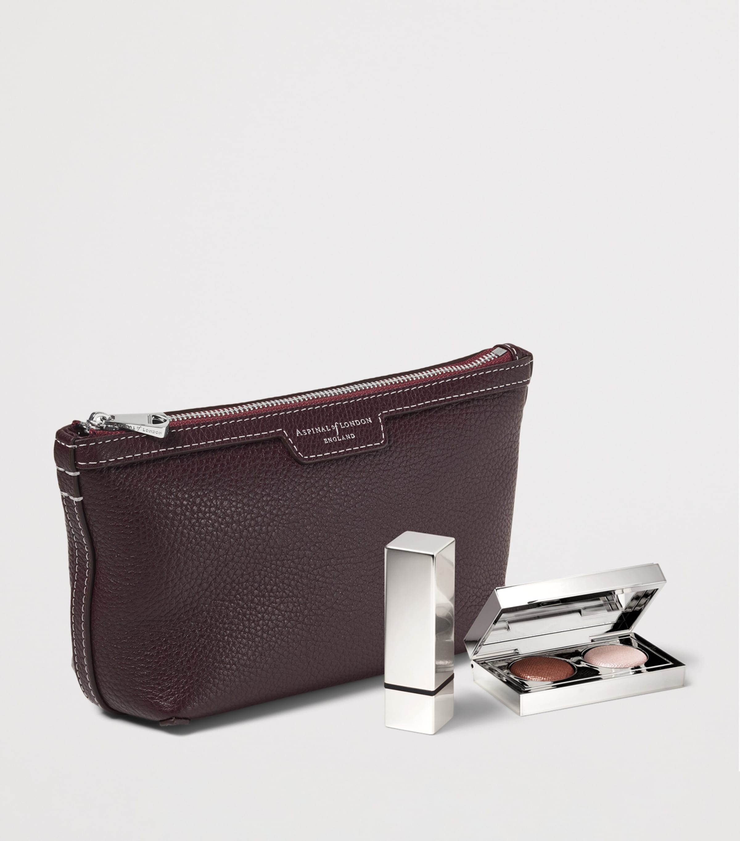 Aspinal Of London Leather Hudson Cosmetics Bag Wine Image 3