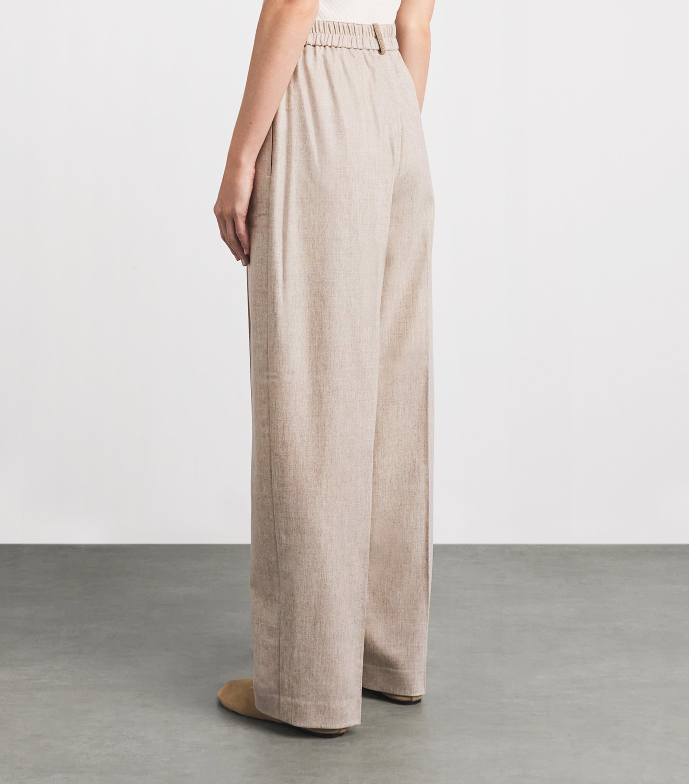Fabiana Filippi Womens Flannel Pleated Trousers Greige Image 5