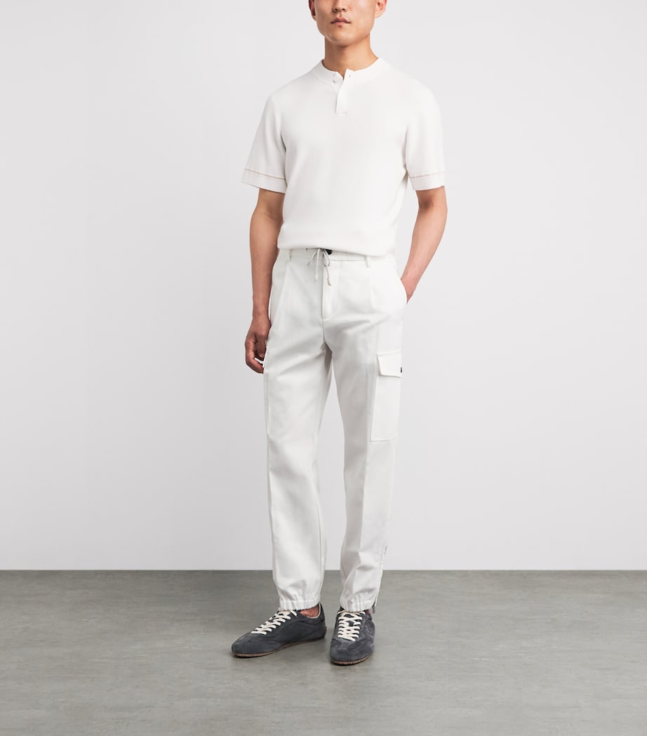 Eleventy Mens Cotton Cargo Trousers Bianco Image 2