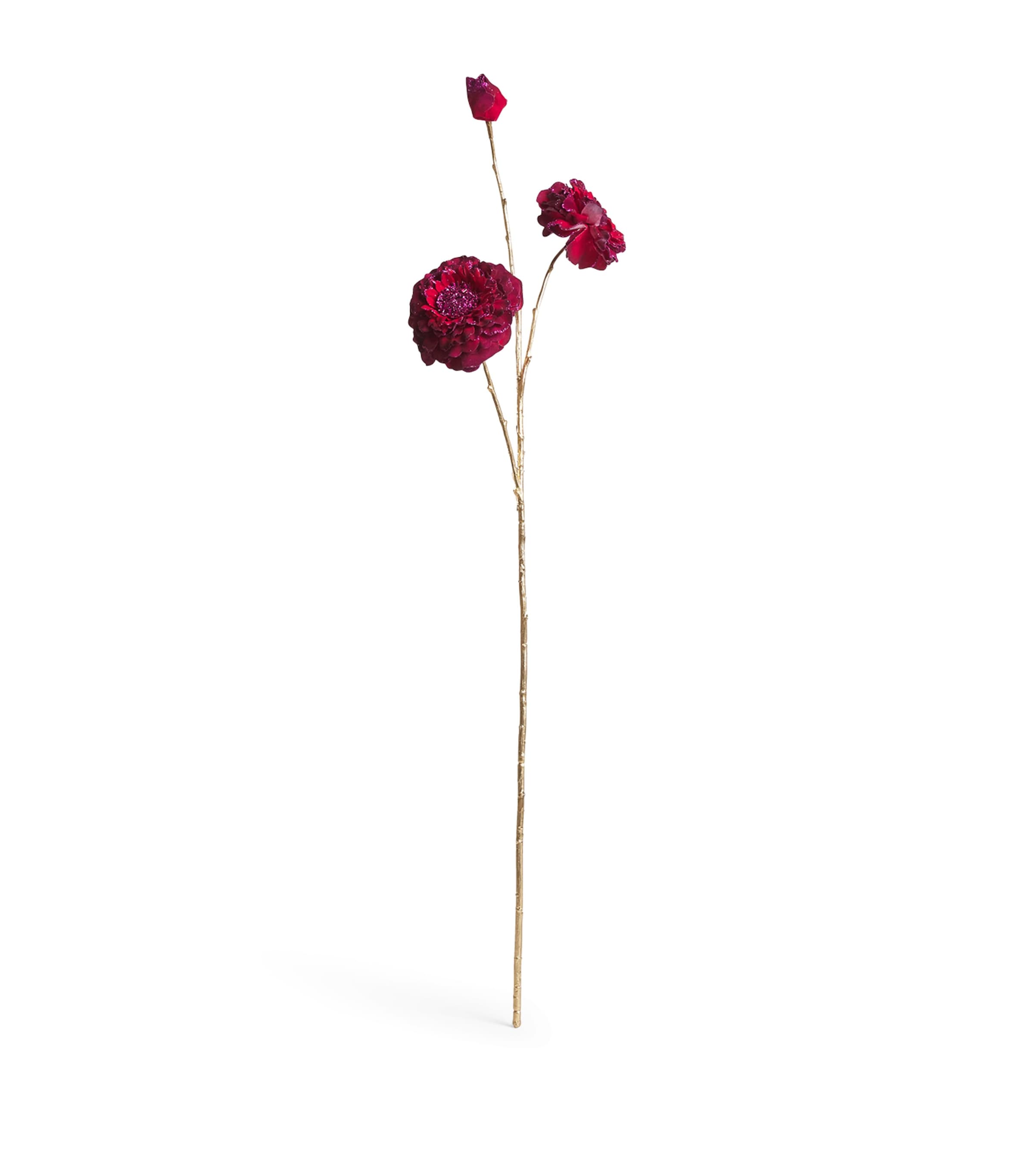 Harrods Glittered Zinnia Ornament In Red