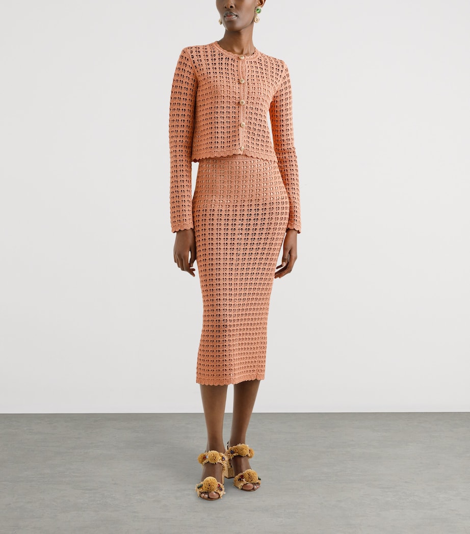 Open-Knit Midi Skirt F0938-ROSE Image 4