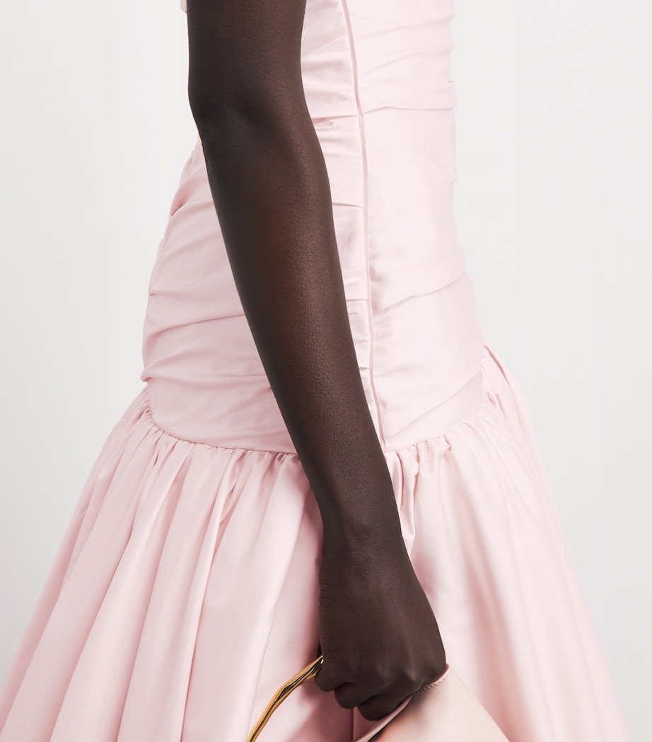 Marmar Halim Womens Taffeta Strapless Draped Gown Pink Image 5