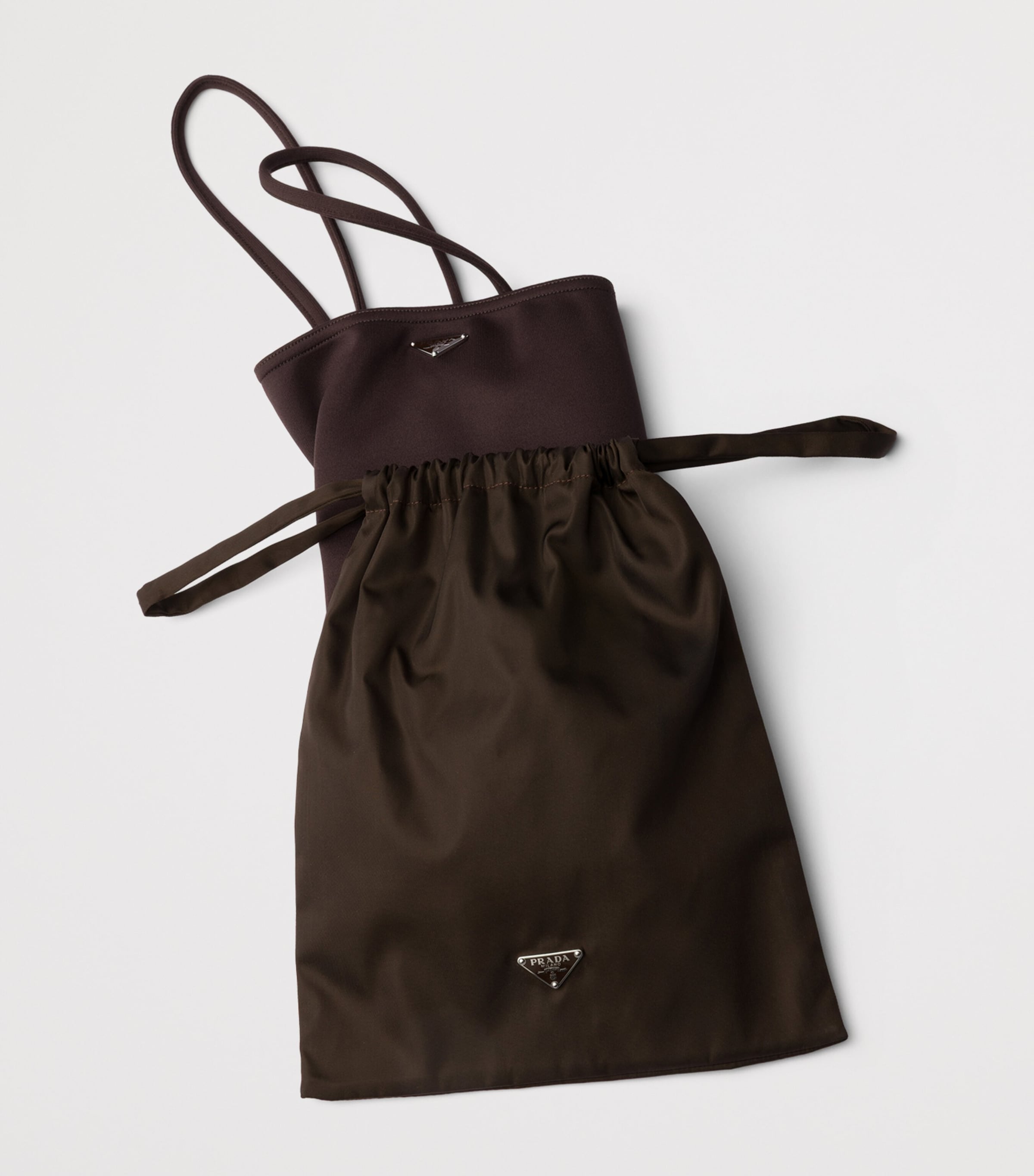 Prada Womens Backless Logo Swimsuit Brown Image 6