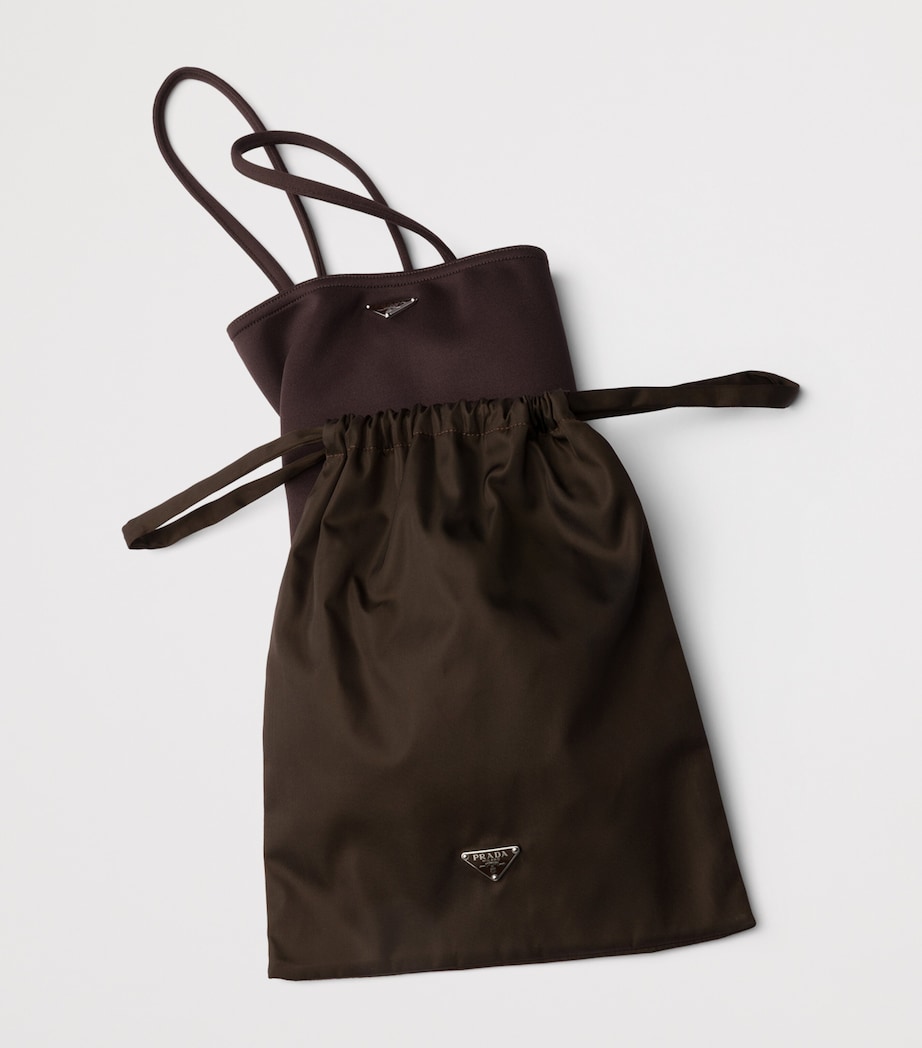 Prada Womens Backless Logo Swimsuit Brown Image 6