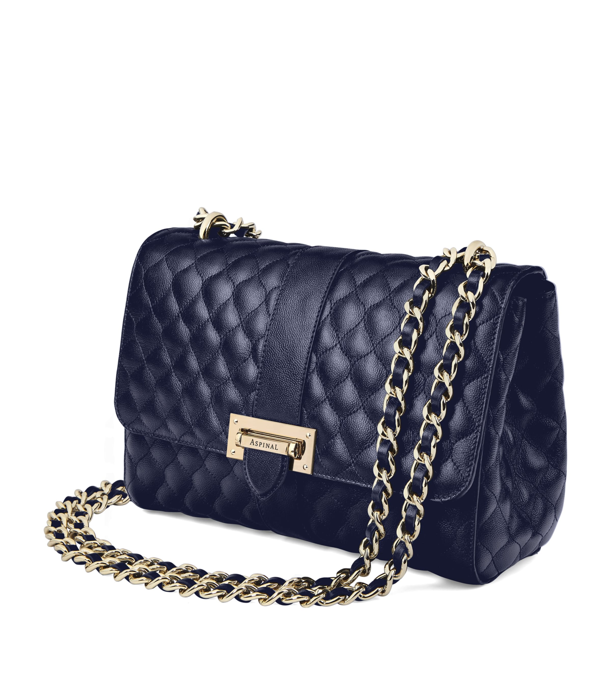 Shop Aspinal Of London Large Leather Lottie Cross-body Bag In Navy