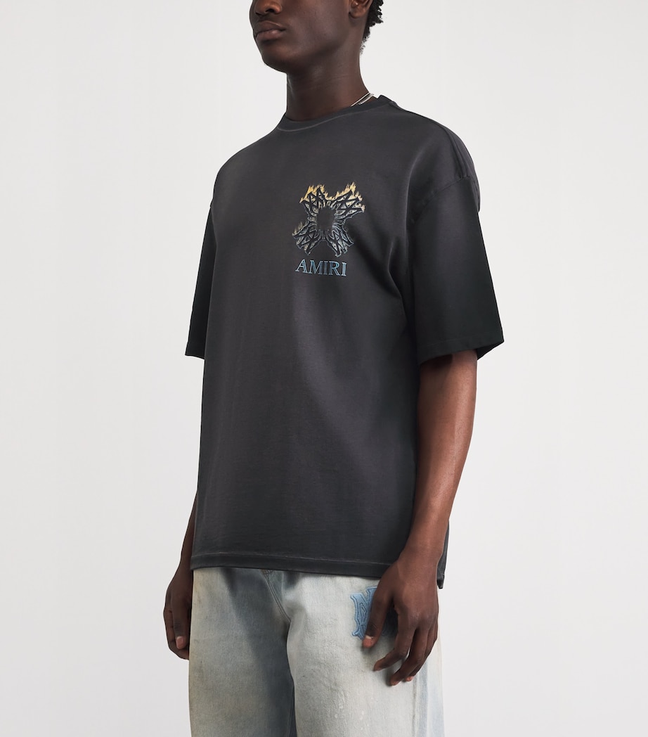 AMIRI Mens Cotton MA Quad Flames Oversized T-Shirt Black Image 4