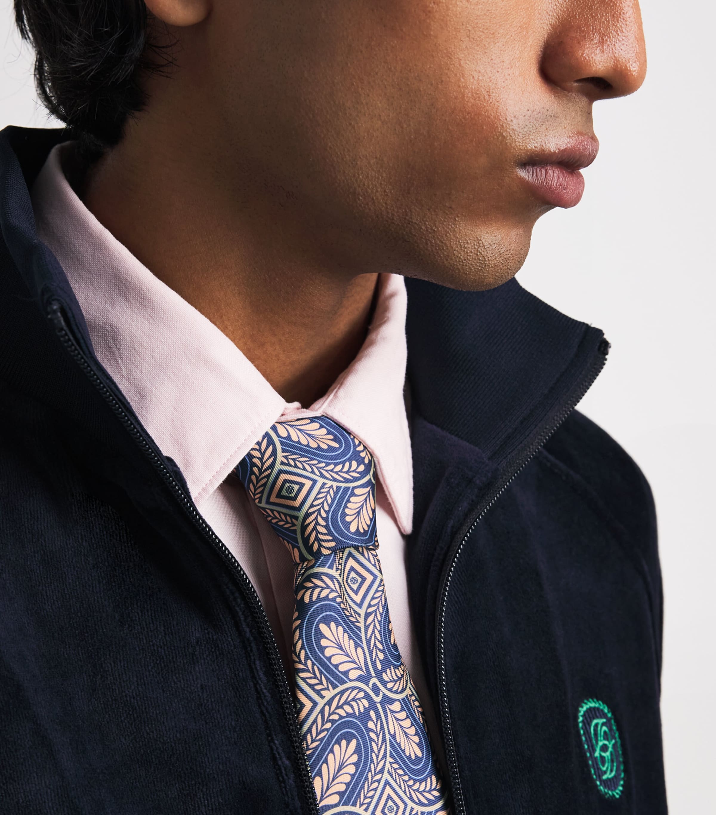 Drôle de Monsieur Silk Printed Caesar Tie Navy Image 2