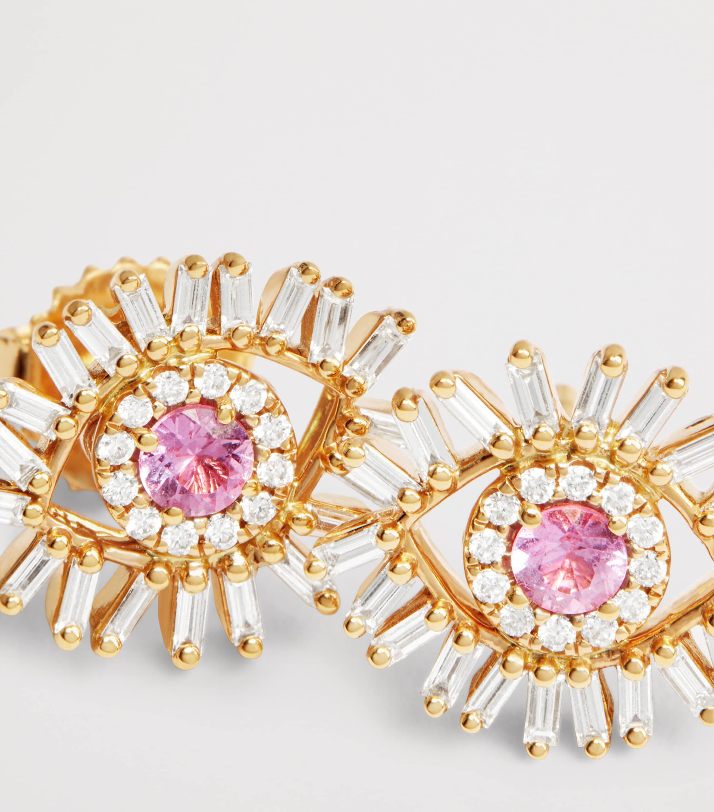 Suzanne Kalan Rose Gold, Diamond and Pink Sapphire Mini Evil Eye Stud Earrings Rg/p Image 5