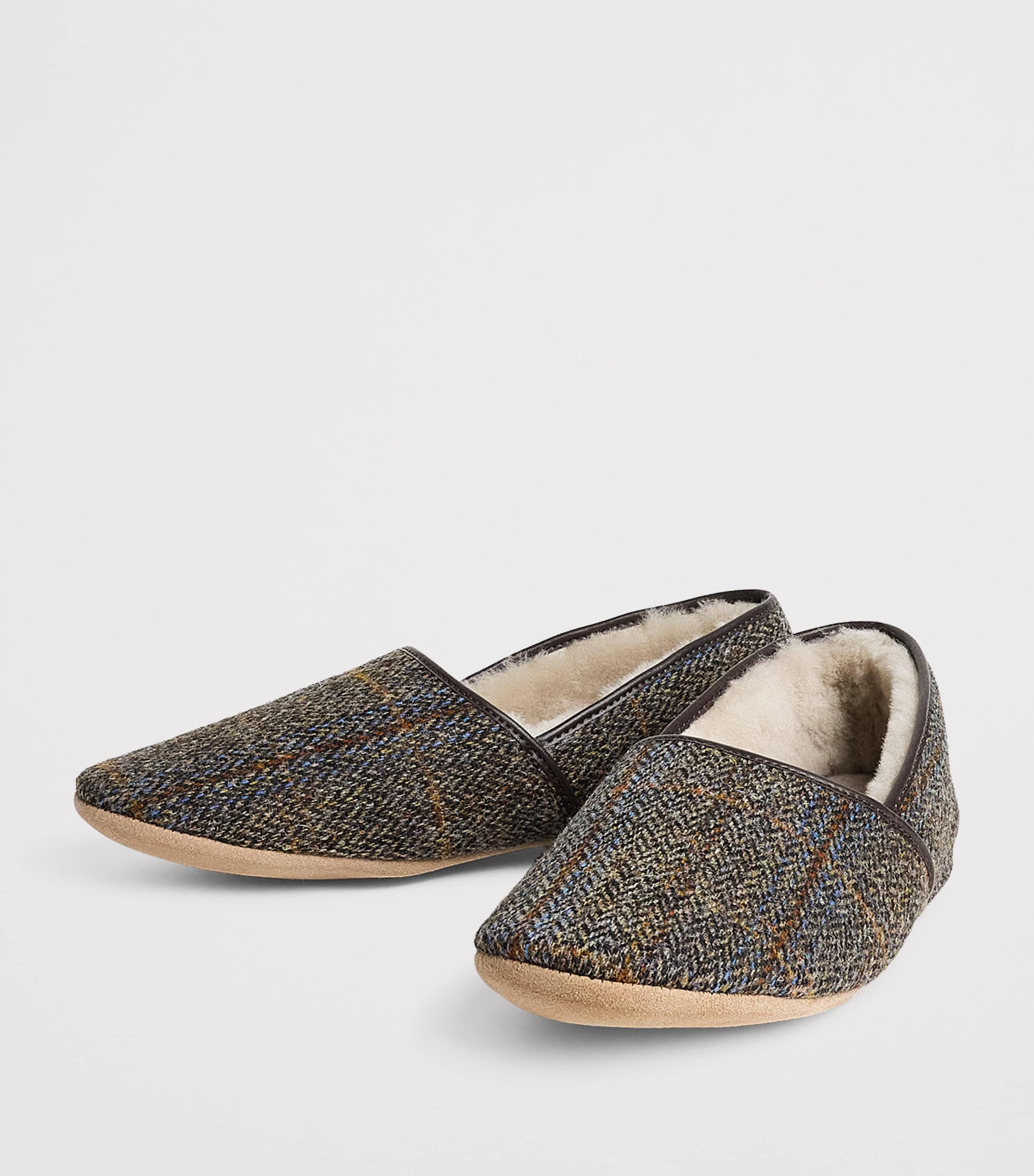 Derek Rose Shearling-Lined Crawford Slippers Beige Image 3