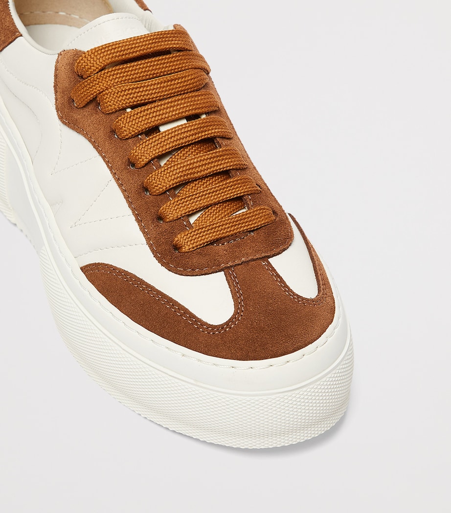 Weekend Max Mara Leather Platform Sneakers Tobacco Image 4