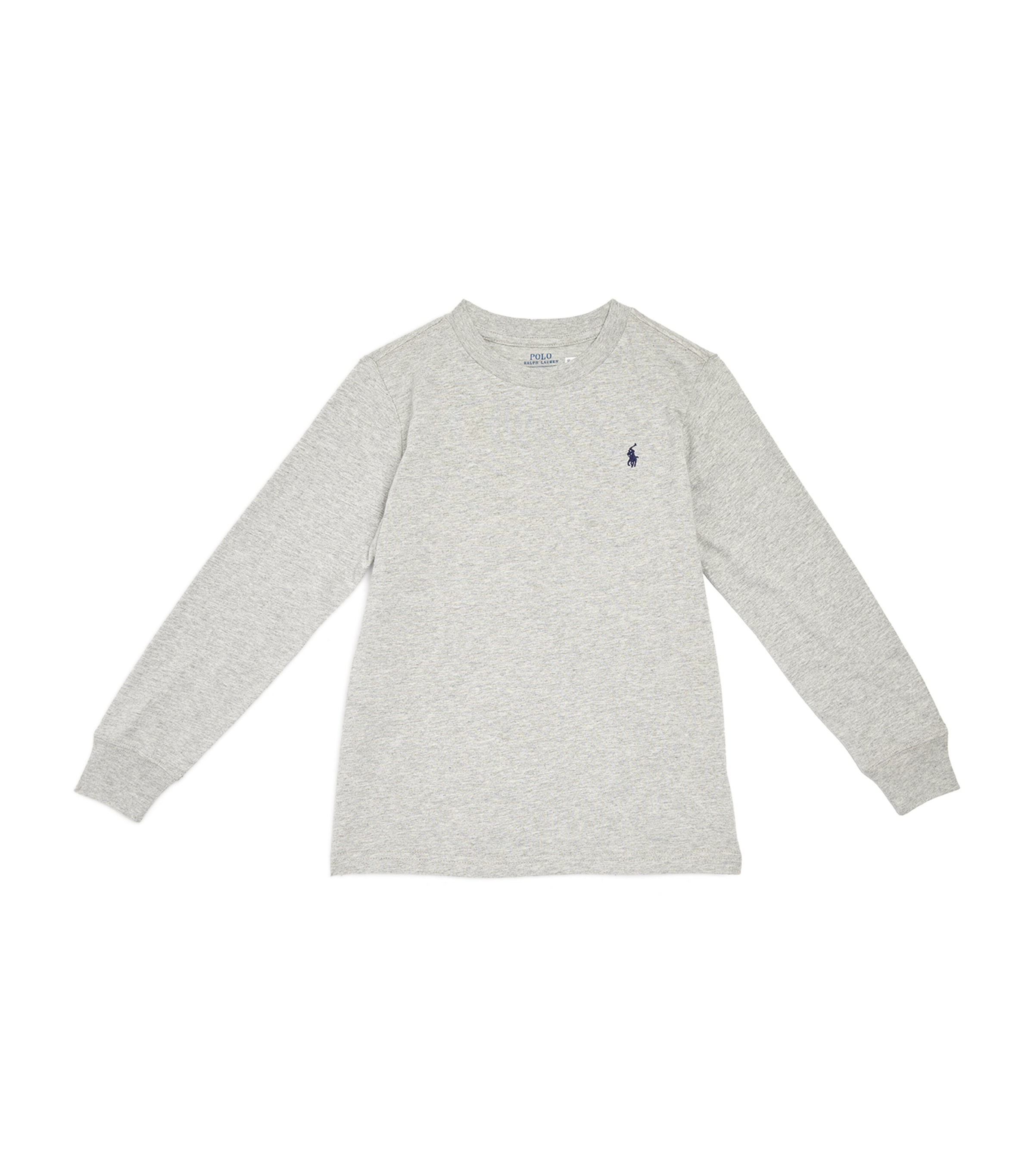 Ralph Lauren Kids Cotton Small Pony Long-Sleeve T-Shirt (6-14 Years) Grey Htr Image 1