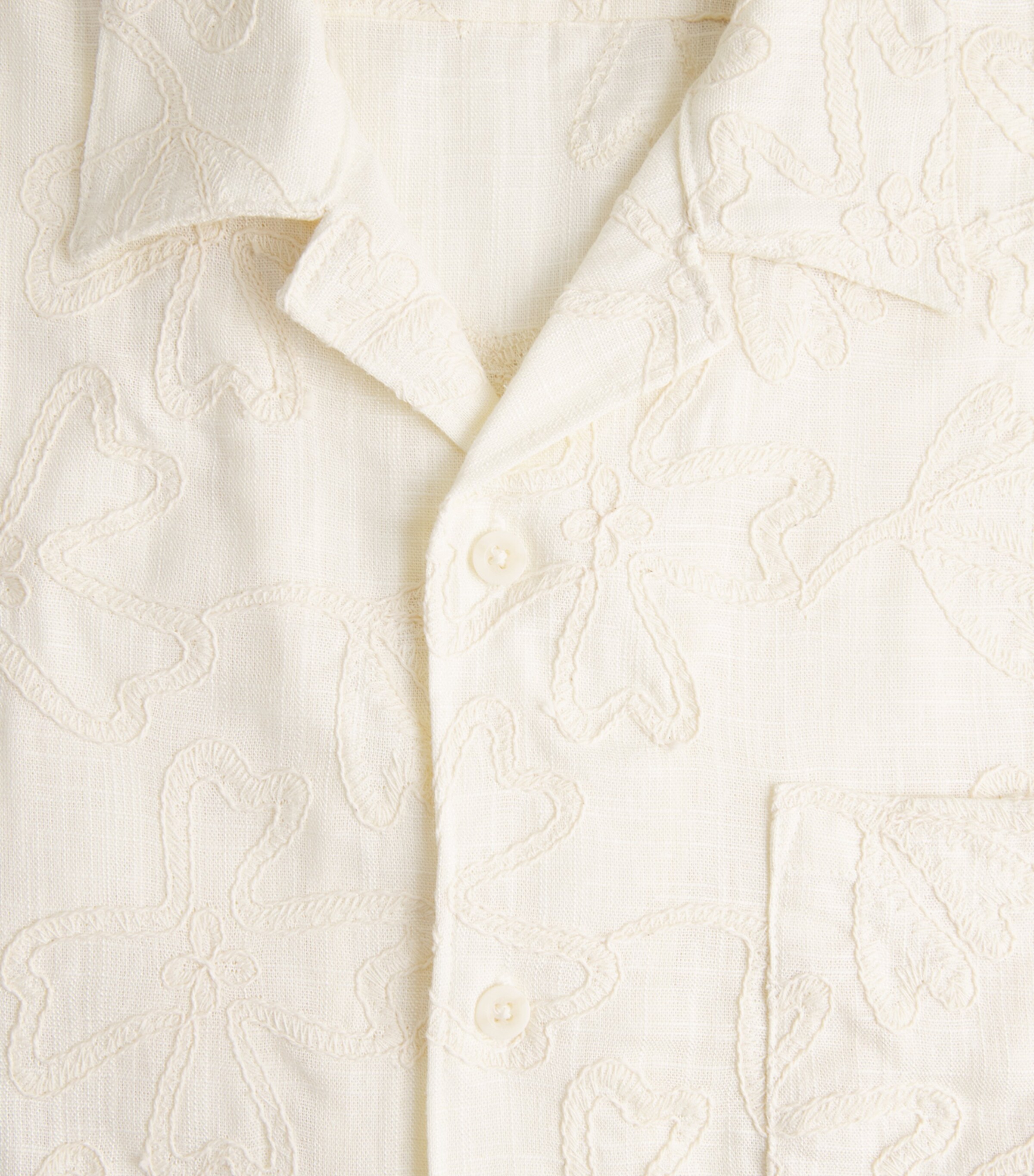 Vince Mens Embroidered Floral Cabana Shirt Blanco Image 6