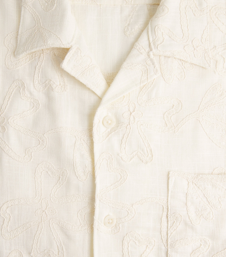 Vince Mens Embroidered Floral Cabana Shirt Blanco Image 6